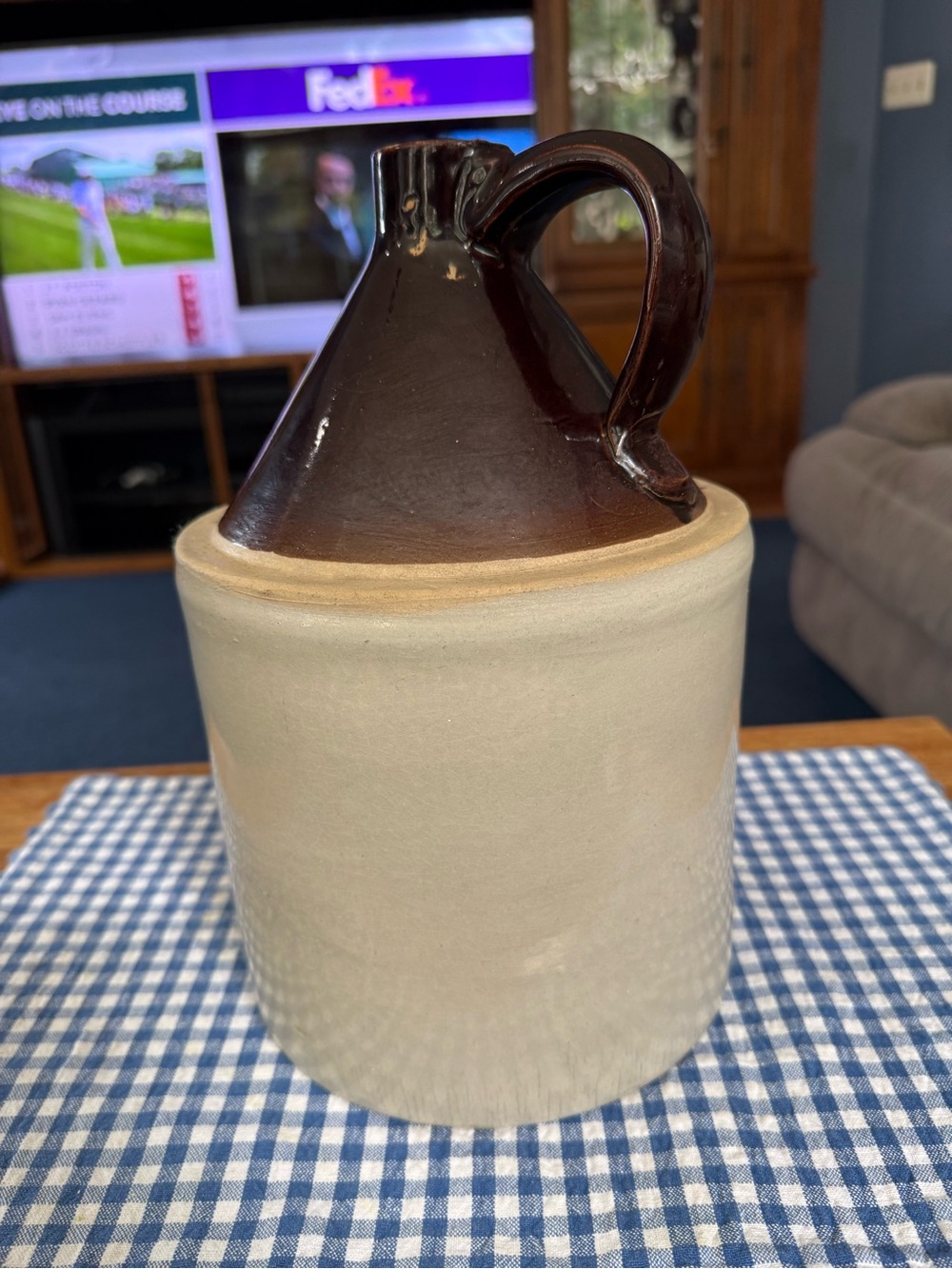 Vintage Western Stoneware Co Two Tone Crock Jug good  Original Condition 10”
